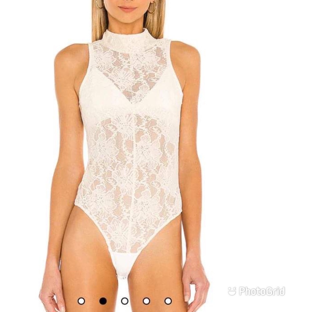 NBD Cream Lace Bodysuit
